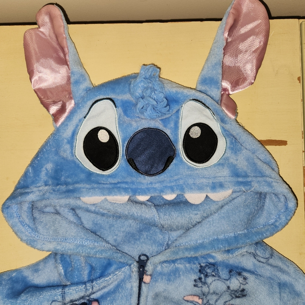 Disney Blue and Pink Stitch Hooded Pajama Top
